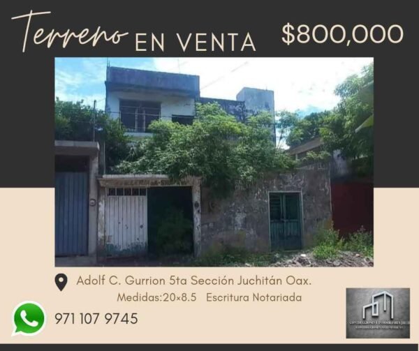 Propiedad en Venta en la 5ª Sección de Juchitán